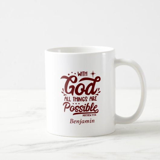 Mug Avec Dieu Toutes Les Choses Sont Possibles Mathew  (Droite)