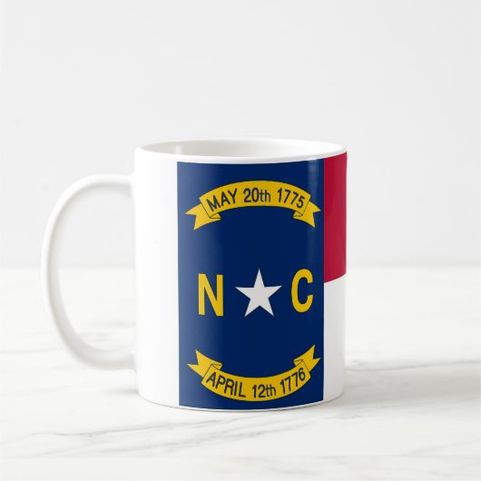 Mug avec drapeau de l'État de Caroline du Nord - É (Gauche)