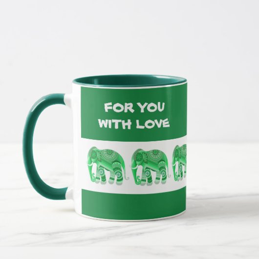 MUG AVEC ÉLÉPHANTS VERTS COOL (Gauche)