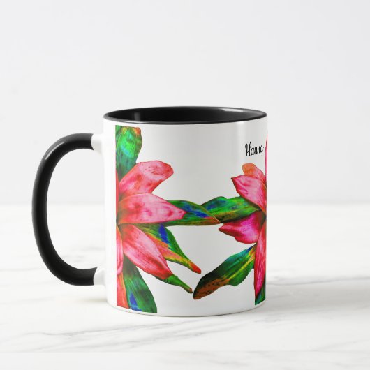 Mug avec Fleur de Bromélie Rouge (Gauche)