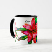 Mug avec Fleur de Bromélie Rouge (Devant gauche)