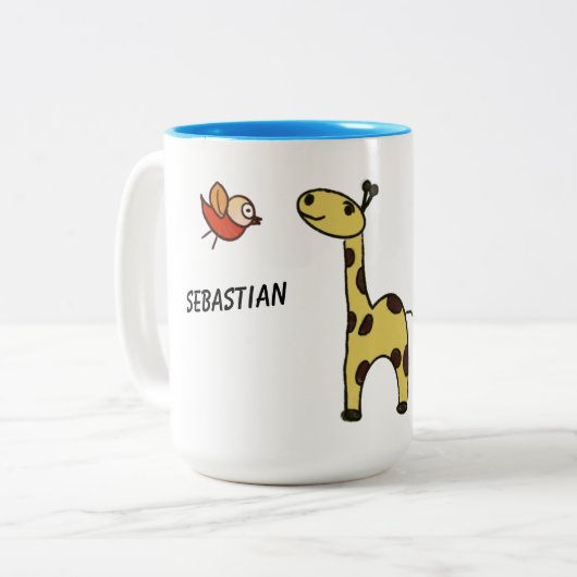 Mug avec girafe et oiseaux (Devant gauche)