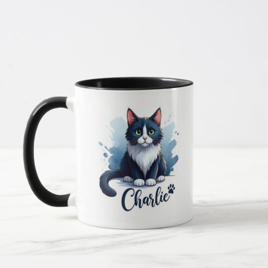 Mug avec illustration de chat mignon – Cadeau pour (Gauche)