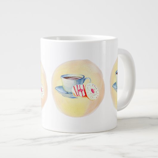 Mug avec image de café et beignets (Devant droit)