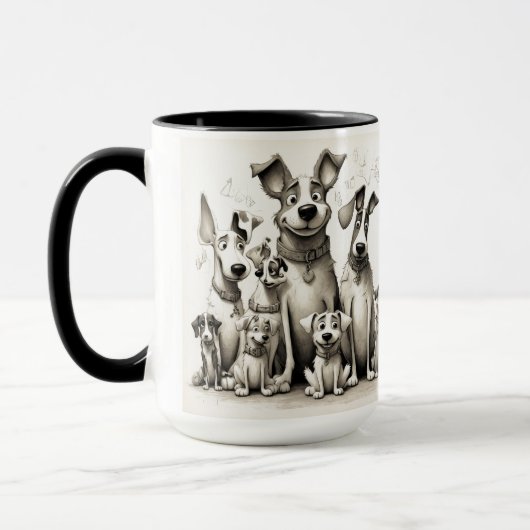 Mug avec impression d'art de chien drôle (Gauche)