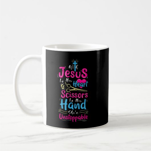 Mug Avec Jésus Dans Son Coeur Et Des Ciseaux Dans Sa M (Gauche)