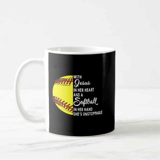 Mug Avec Jésus Dans Son Coeur Un Softball À La Main (Gauche)