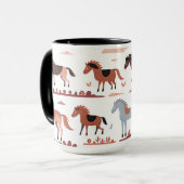 Mug avec l'art abstrait et les chevaux. (Devant gauche)