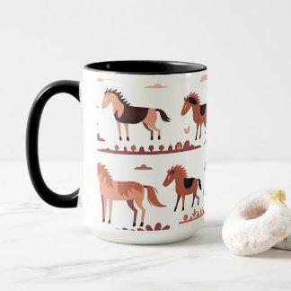 Mug avec l'art abstrait et les chevaux.