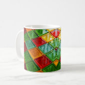 Mug avec losanges colorés aspect vitraux. (Devant gauche)