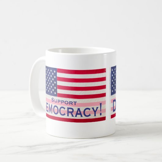 Mug avec message d'indicateur "Soutenez la démocra (Devant gauche)
