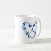 Mug Avec Monogramme Et Symbole Coeur Bleu (Devant droit)