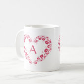 Mug Avec Monogramme Et Symbole Coeur Rose (Devant gauche)
