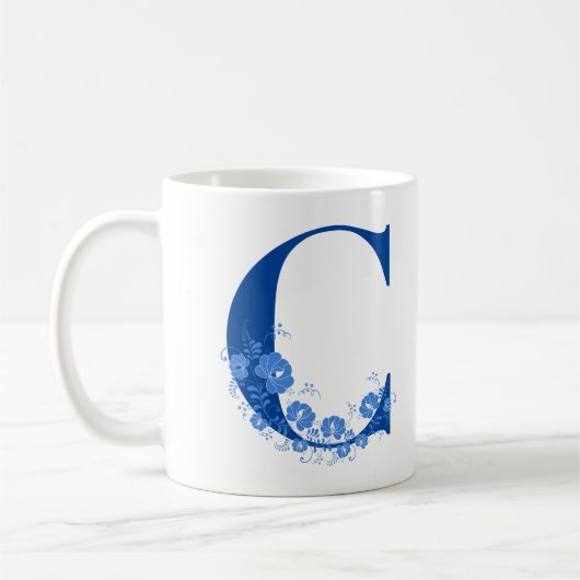 Mug avec Monogramme Floral C (Gauche)