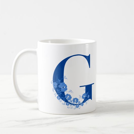 Mug Avec Monogramme Floral Lettre D (Gauche)