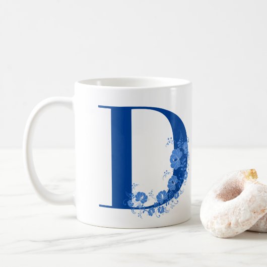 Mug Avec Monogramme Floral Lettre D (Avec donut)