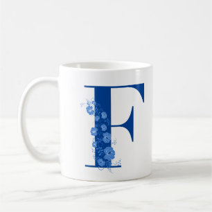 Mug avec Monogramme Floral LETTRE F