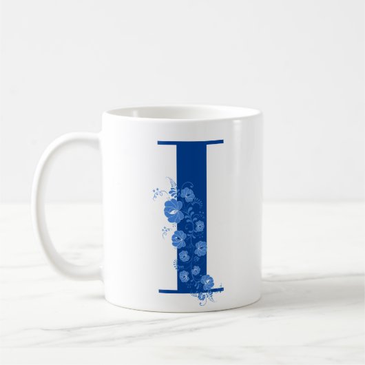 Mug avec Monogramme Floral Lettre I (Gauche)