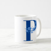 Mug avec Monogramme Floral Lettre P (Devant droit)