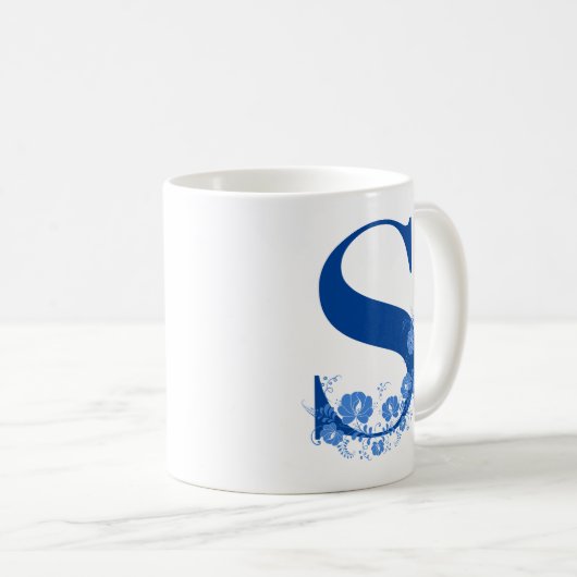 Mug Avec Monogramme Floral LETTRE S (Devant droit)