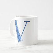 Mug avec Monogramme Floral Lettre V (Devant gauche)