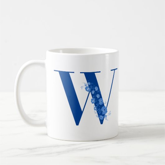 Mug Avec Monogramme Floral Lettre W (Gauche)