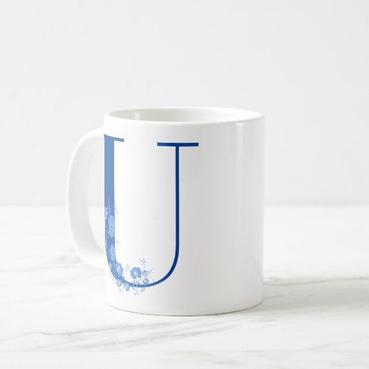 Mug avec Monogramme Floral U (Devant gauche)