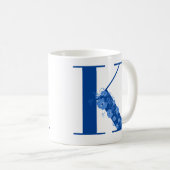 Mug avec monogramme Lettre Florale K (Devant droit)