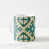Mug Avec nom💛💚 Beaux carreaux marocains  (Devant gauche)