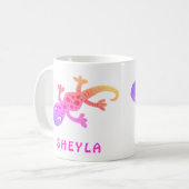 Mug avec nom de lézard gecko rose mignon pour fill (Devant gauche)