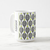 Mug 🎾 Avec nom noir et vert tennis 🎾 blanc (Devant gauche)