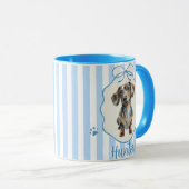 Mug avec nom simple moderne de l'animal et photo (Devant droit)
