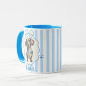 Mug avec nom simple moderne de l'animal et photo (Devant gauche)