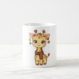 Mug avec ornements de Noël de girafeau mignon