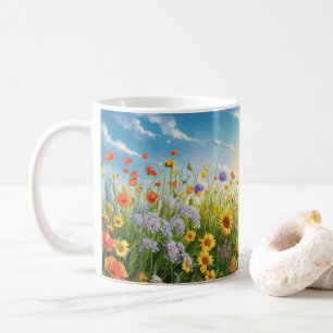 Mug avec paysage naturel de tournesols et de ciel
