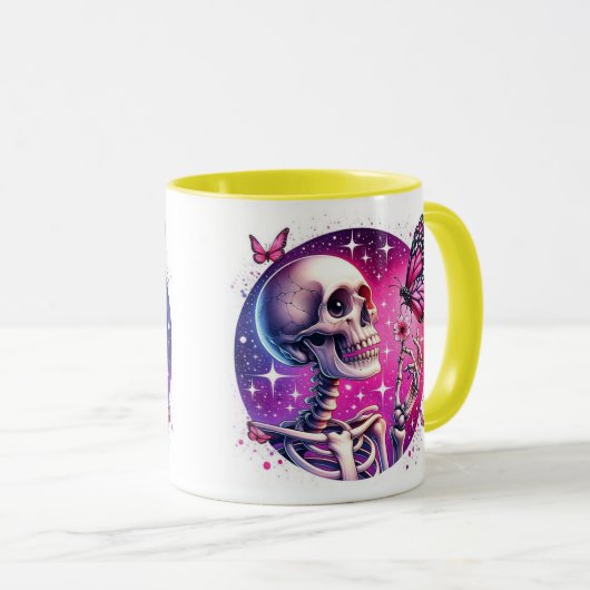 mug avec squelette joyeux (Devant droit)