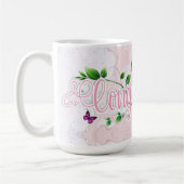 Mug avec texte de félicitations à fleurs roses (Gauche)