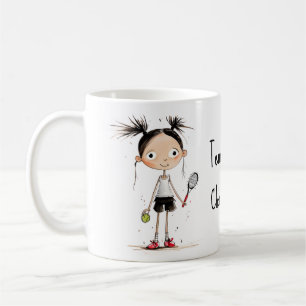 Mug Avec texte, jolie fille de tennis