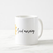 Mug avec un design de soleil et de voeu matinal (Devant droit)