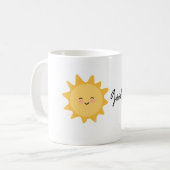 Mug avec un design de soleil et de voeu matinal (Devant gauche)