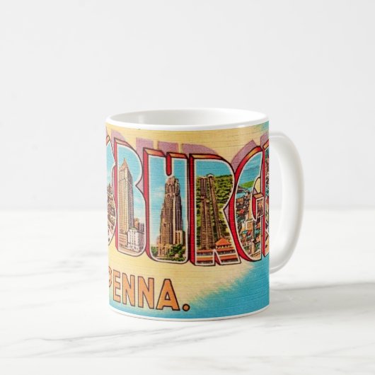 Mug avec une carte postale ancienne de Pittsburgh (Devant droit)