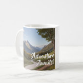 Mug Aventure Await Wanderlust Travel Mountain Custom (Devant gauche)