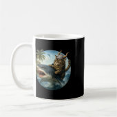 Mug Aventure de chat Viking épique surfant sur un requ (Gauche)