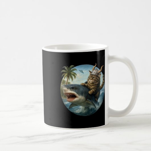 Mug Aventure de chat Viking épique surfant sur un requ (Droite)