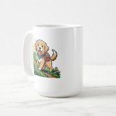 Mug Aventure de chiot Retriever doré de randonnée mign (Devant gauche)