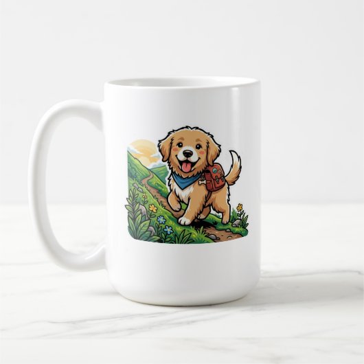 Mug Aventure de chiot Retriever doré de randonnée mign (Gauche)
