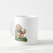 Mug Aventure de chiot Retriever doré de randonnée mign (Devant gauche)