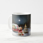 Mug Aventure de Noël Caravane Labrador d'hiver (Devant gauche)