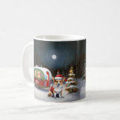Mug Aventure de Noël de la caravane du corgi d'hiver (Devant gauche)