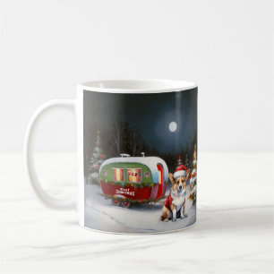 Mug Aventure de Noël de la caravane du corgi d'hiver